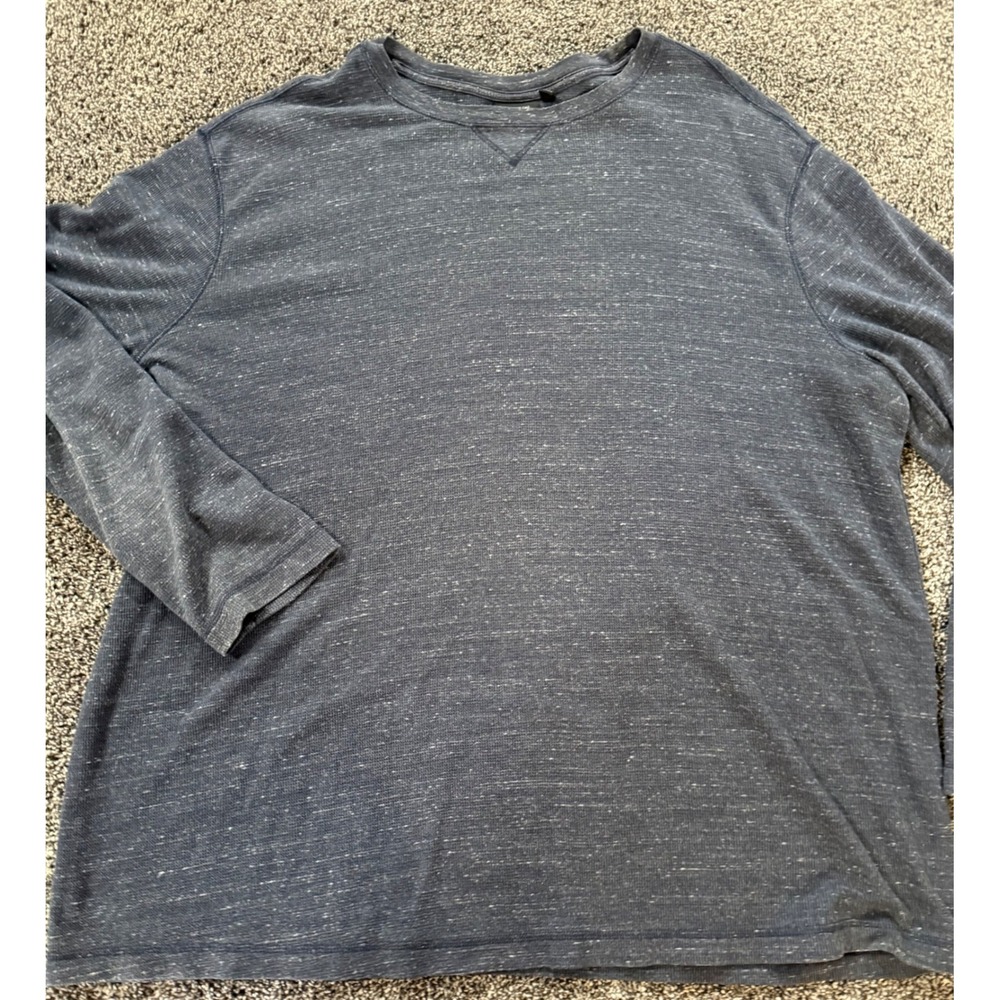 Apt 9 Mens 3XB Blue Space Dye Long Sleeve Thermal Waffle Knit Shirt Big & Tall
